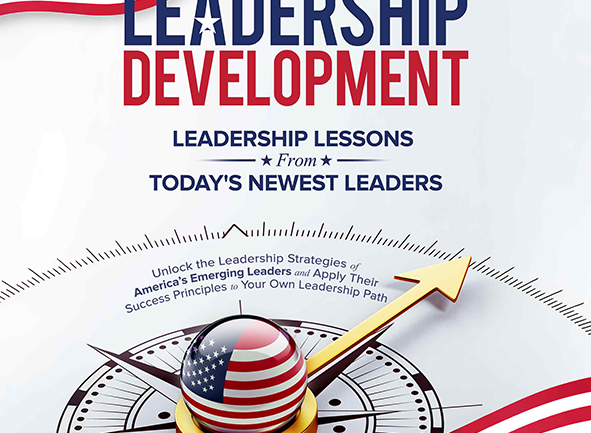 Cover of the book Leadership Development – Leadership Lessons From Today’s Newest Leaders featuring a bold design with the title in white text against a dark background, symbolizing strength and innovation in leadership.